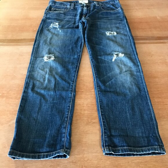 Current/Elliott Boyfriend Jeans Women 26 Blue Mid Rise Distressed Medium Wash - Picture 1 of 13